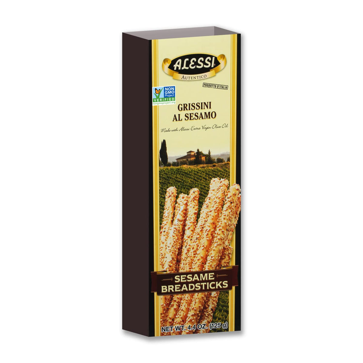 Alessi Sesame Breadsticks boxes front view for pantry snacking.