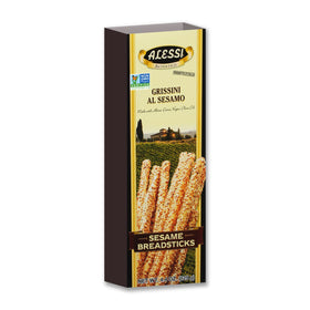 Alessi Sesame Breadsticks boxes front view for pantry snacking.