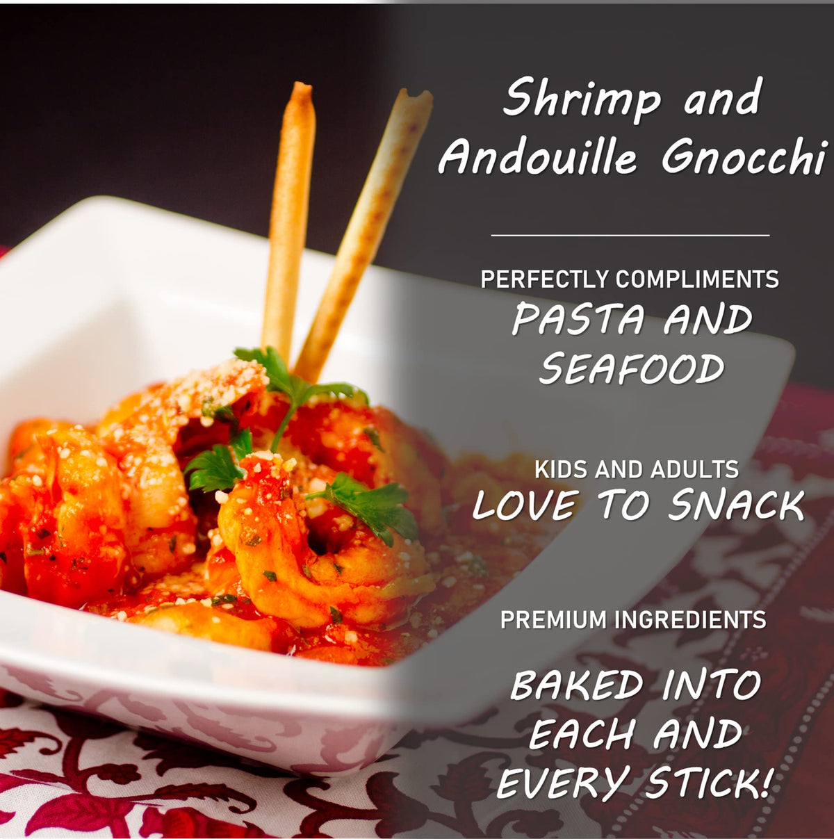 Alessi sesame breadsticks ready for party platters and movie nights.
