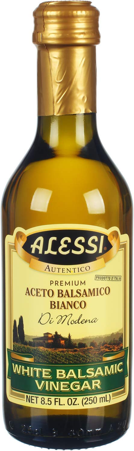 Alessi White Balsamic Vinegar bottle pour shows versatility for salads and seafood