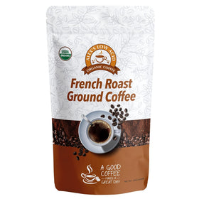 Alex's Low Acid Organic Coffee bag front view, fresh roast and organic certification visible.
