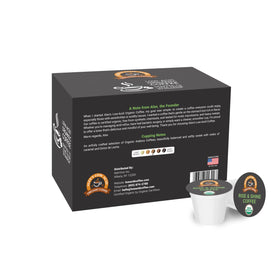 Alex's Low Acid Organic Coffee cup steaming, aromatic cup ready with minimal stomach discomfort.