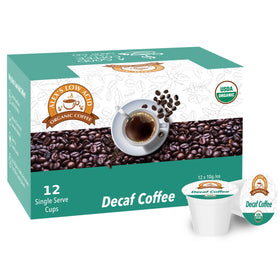 Alex's Low Acid Organic Coffee K-Cups packaging for quick, low-acidity mornings.