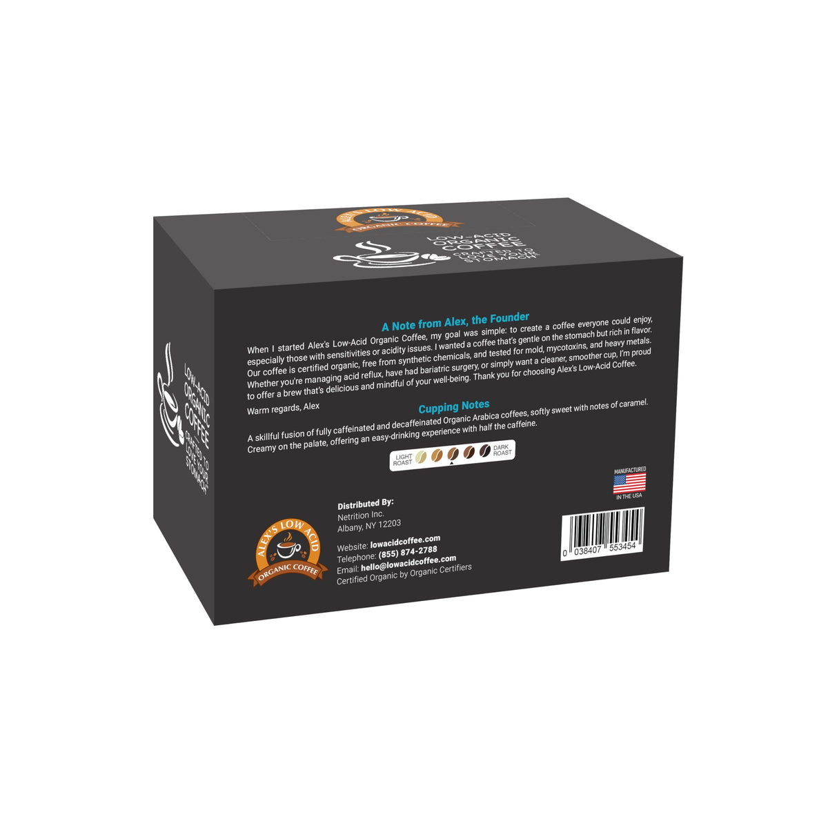 Brewing with Alex's Low Acid Organic Coffee pods for a smooth, enamel-friendly cup