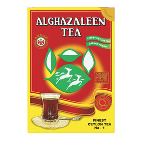 Alghazaleen Pure Ceylon black tea box front showing bold aroma.
