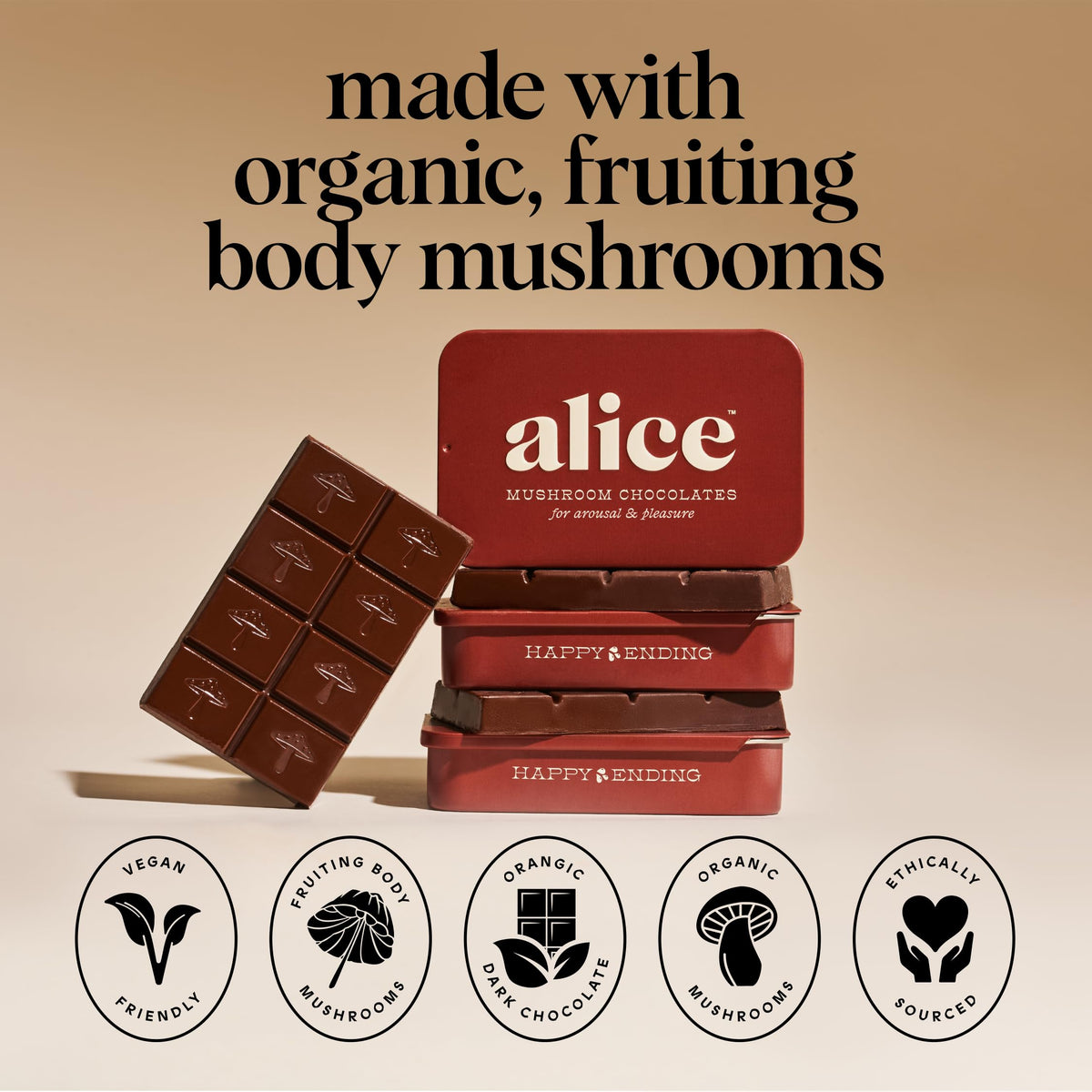 Dosing setup for Alice Mushrooms Happy Ending demonstrating customizable portions.