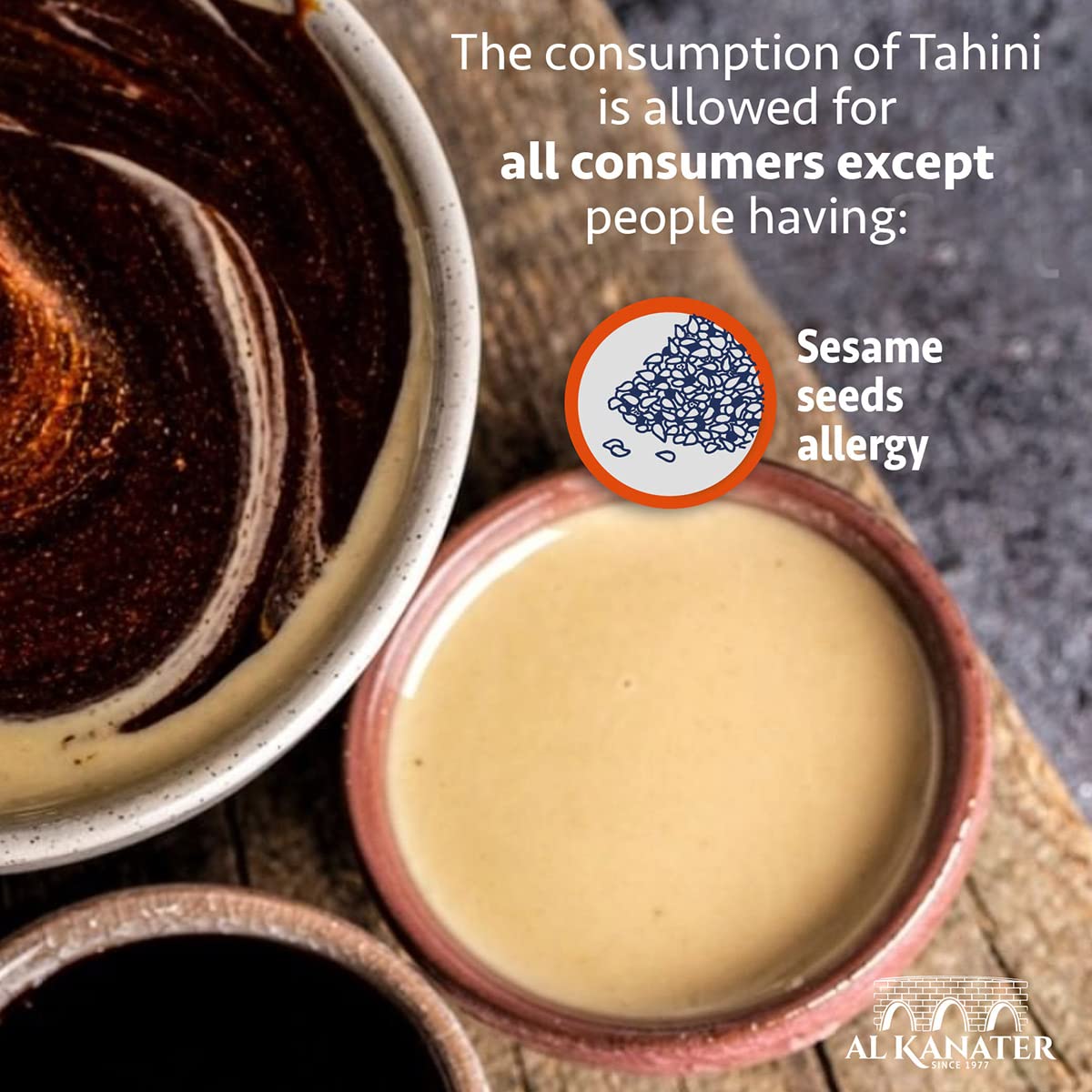 Alkanater tahini with lemon olive oil mix for dressings