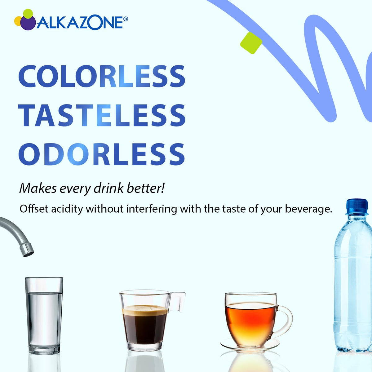 Pour Alkazone into a glass to raise water pH.