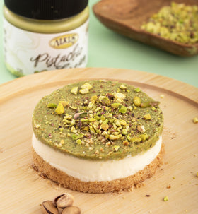Alkis Pistachio Cream with a dessert pairing suggests rich flavor for sweets.