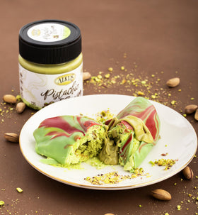Alkis pistachio cream spread on toast demonstrates everyday convenience.