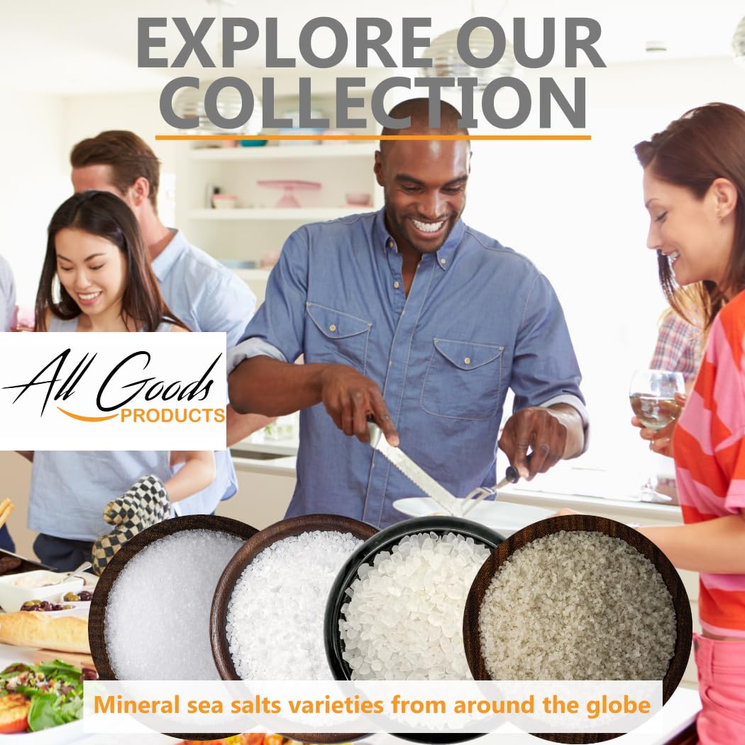 All Goods Mineral Grey Salt mineral-rich blend enhances flavor depth.
