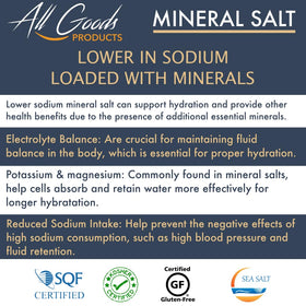 All Goods Sea Salt kosher-certified label signals trusted quality.