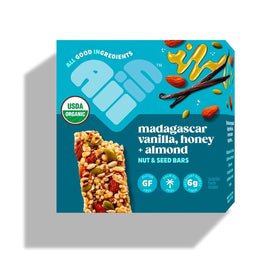 All In Madagascar Vanilla Honey Almonds bar pack-front view for on-the-go energy
