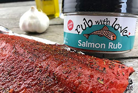 All-natural ingredients label on Rub with Love seasoning jar