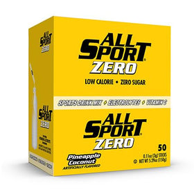 All Sport hydration stick packaging beside water bottle for convenient zero calorie refreshment