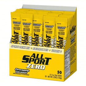 All Sport hydration sticks sachets ready for a glass of water and flavor