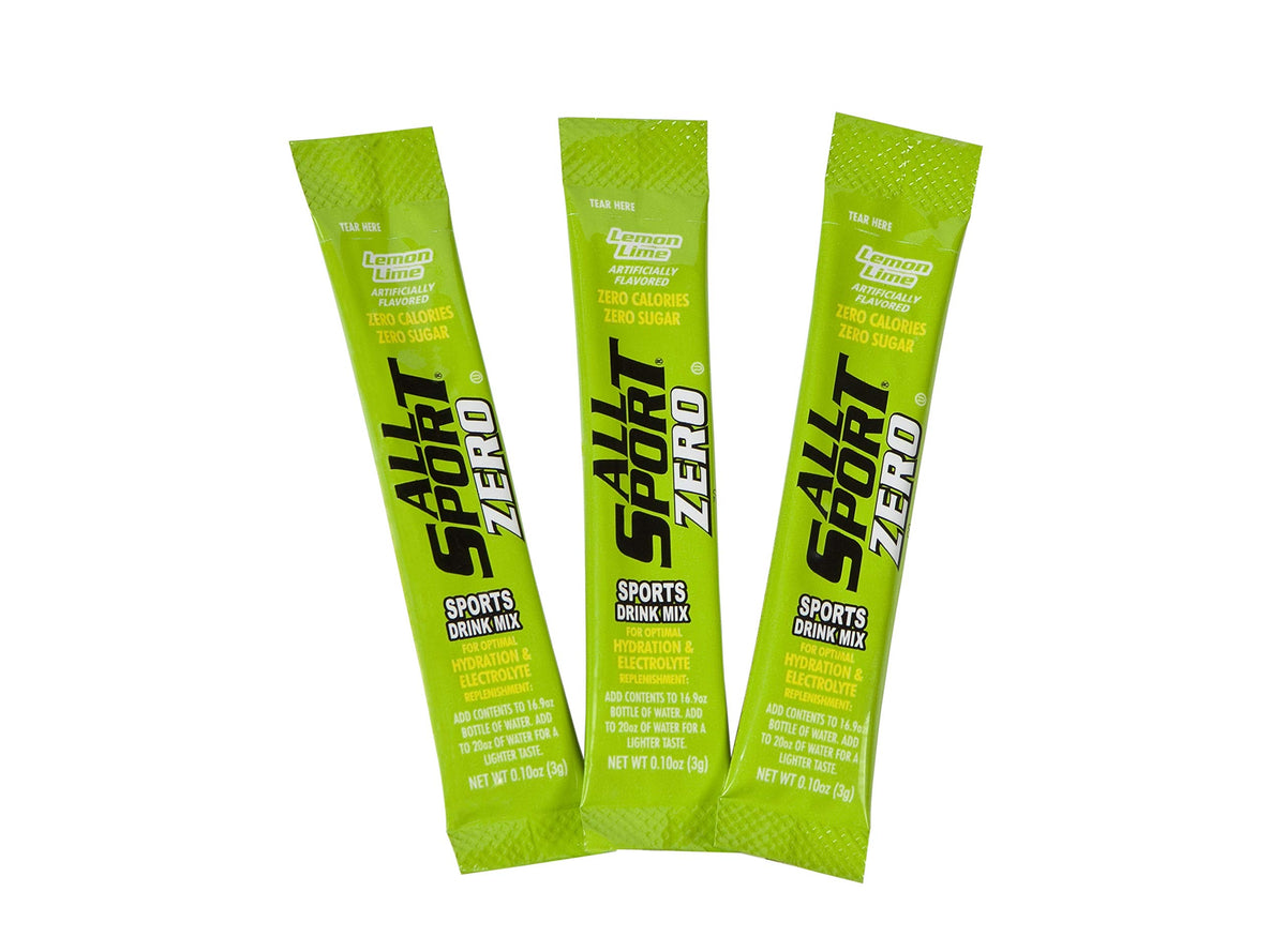 All Sport Powder Hydration Sticks box of 50 ready-to-mix sticks on counter
