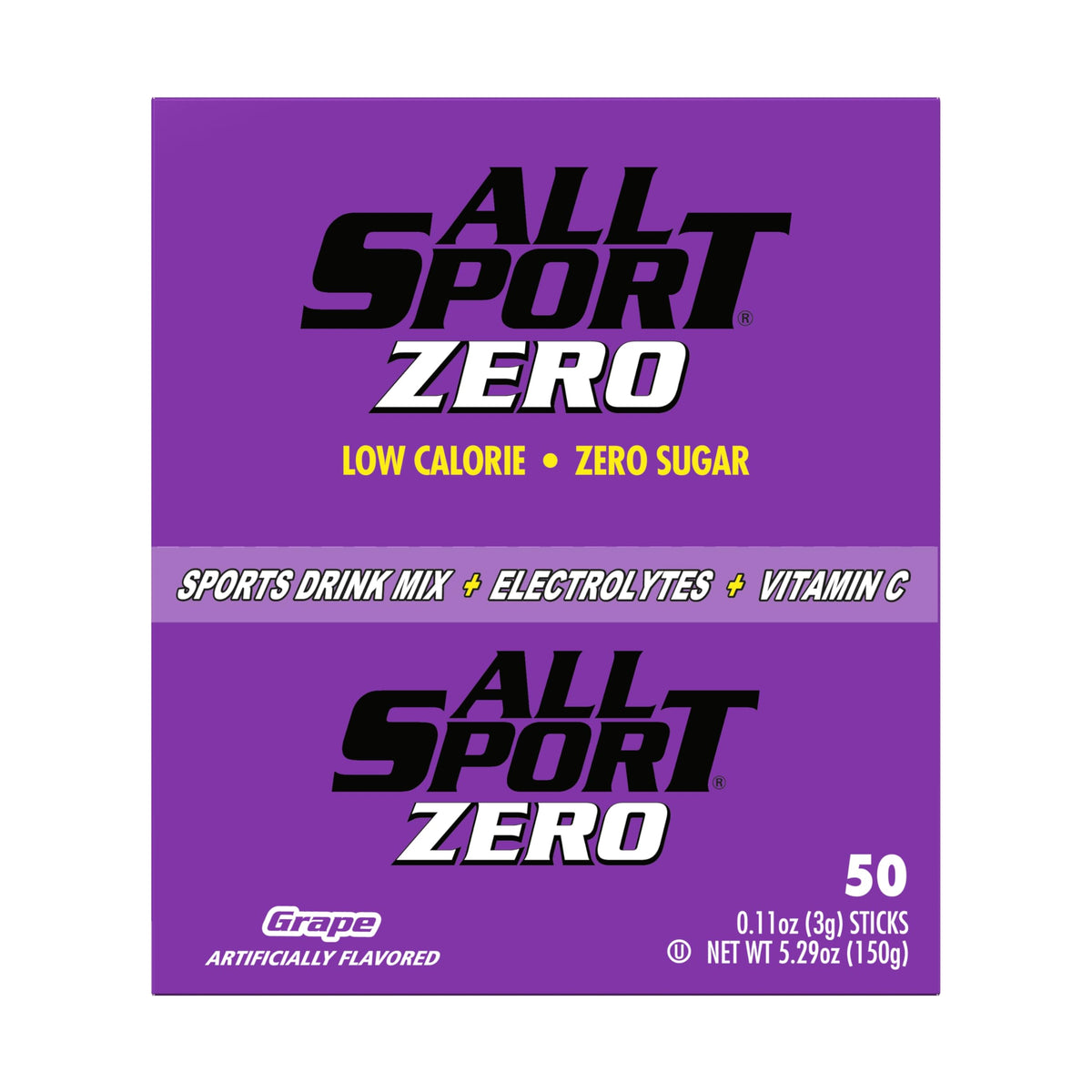All Sport grape hydration stick dissolving in water for quick electrolyte refreshment.