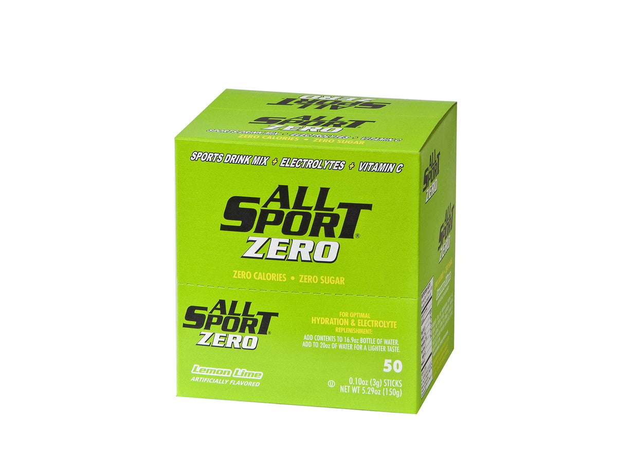 All Sport Lemon-Lime hydration sticks dissolving in water for a refreshing, zero-calorie option
