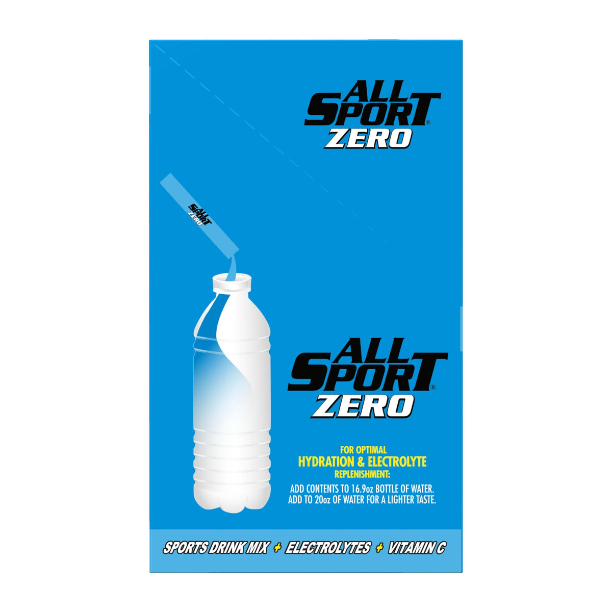 All Sport hydration sticks on a gym bottle for quick, zero-calorie fueling