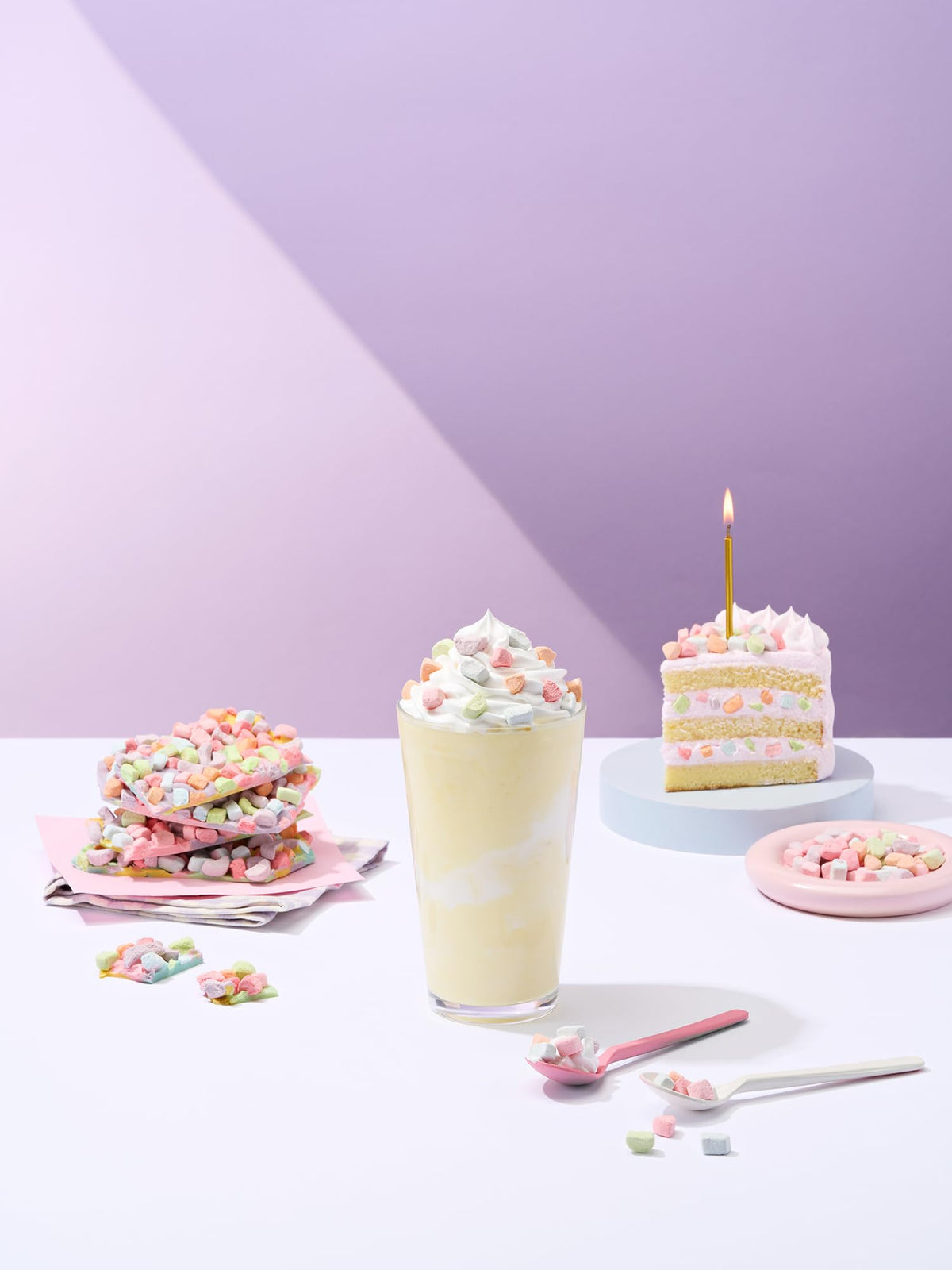 All That Sweet' Mallow Pop Rainbow as a cupcake topping adds color and flavor.