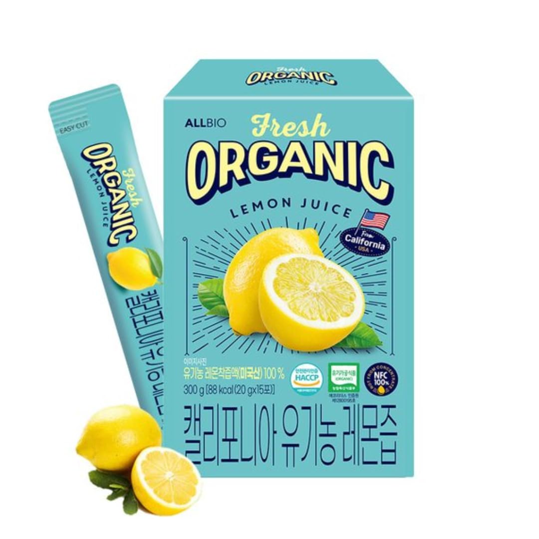 ALLBIO lemon juice sticks pack outer view, portable single-serve for on-the-go lemon water