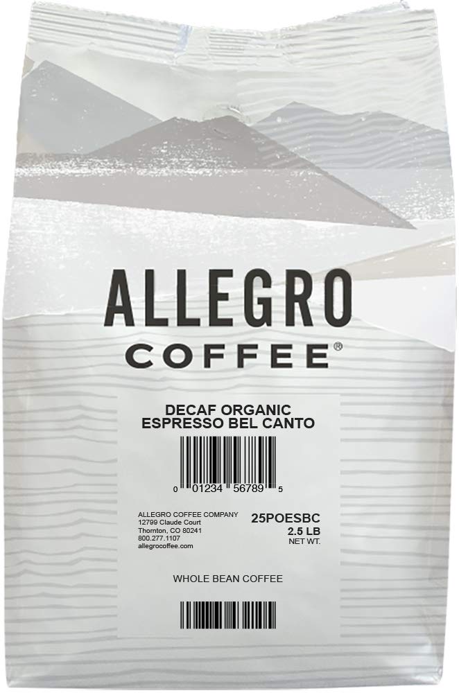 Allegro Coffee Bel Canto Decaf espresso cup with rich aroma and smooth flavor