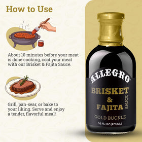 Allegro Gold Buckle sauce bottle used as glaze for smoky finish.
