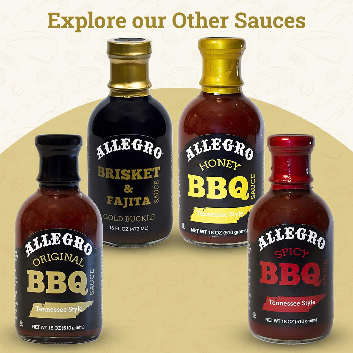 Allegro Gold Buckle sauce bottle on grill for quick marinades.