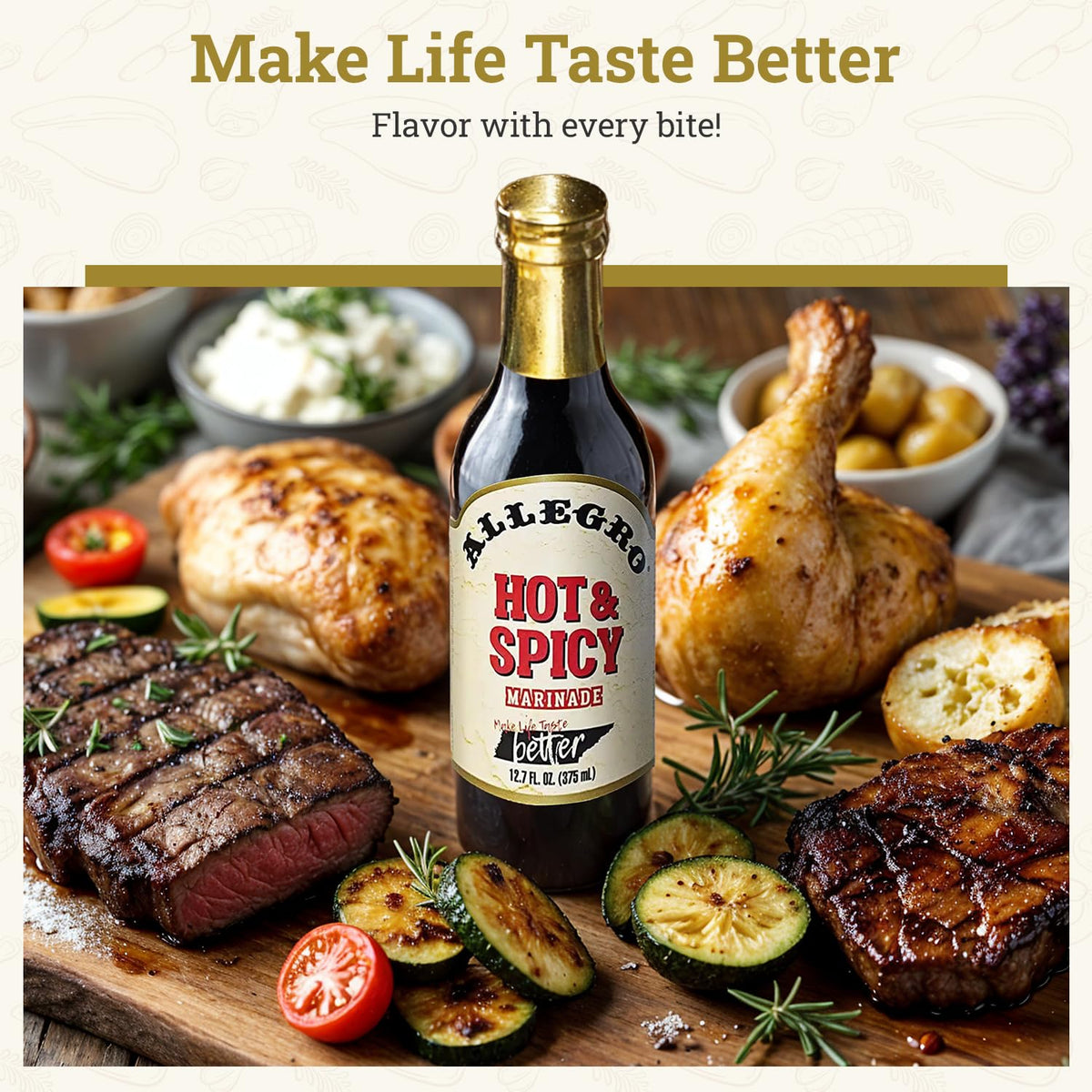 Allegro The Marinate Everything hot-spicy meat glaze on steak