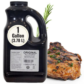 Allegro Original Marinade bottle pour boosts beef flavor for grilling.