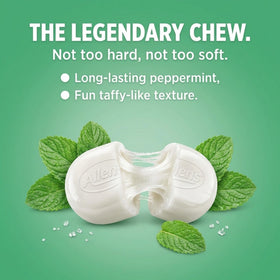 Close-up of Allen's Minties chewy texture with mint flavor