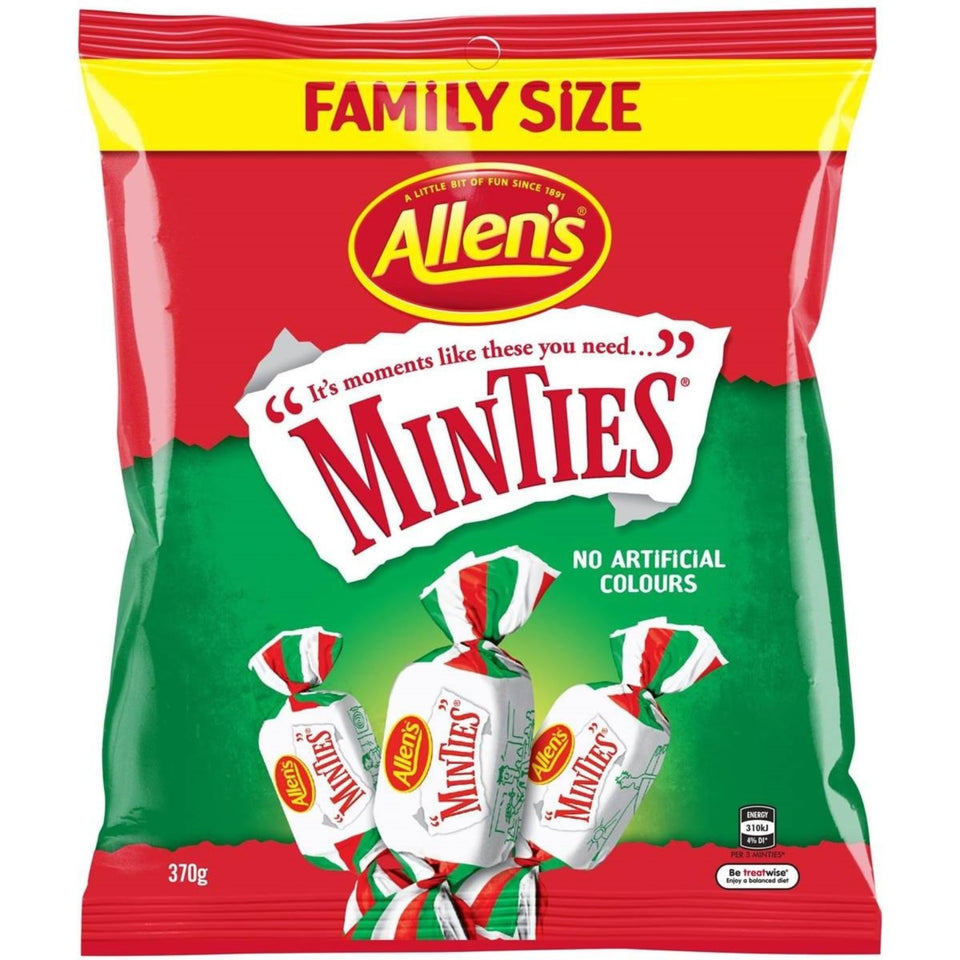 Allen's Minties family size pack front shows value and minty treats