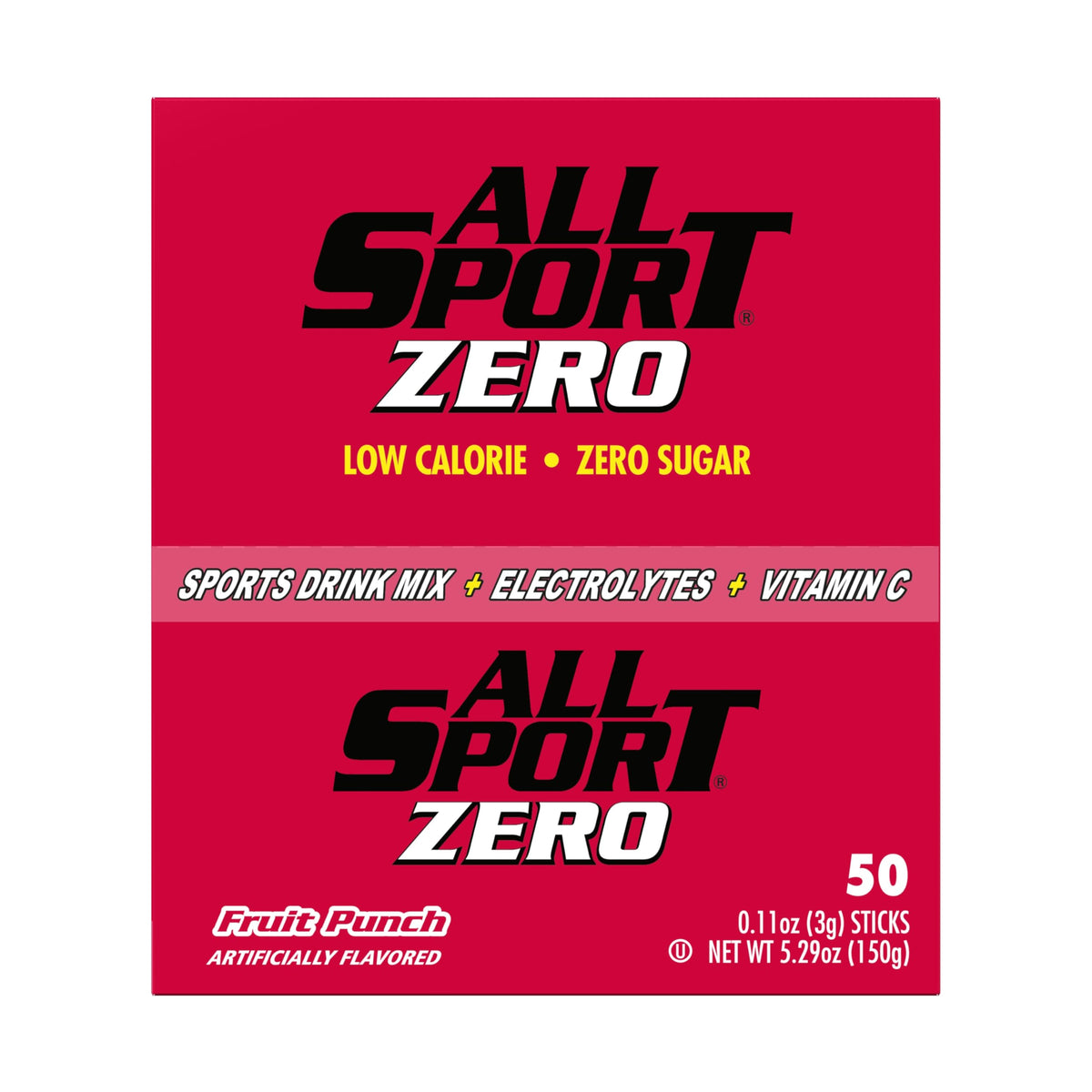 All Sport hydration sticks fruit punch dissolving in water to refresh electrolytes.