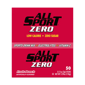 All Sport hydration sticks fruit punch dissolving in water to refresh electrolytes.