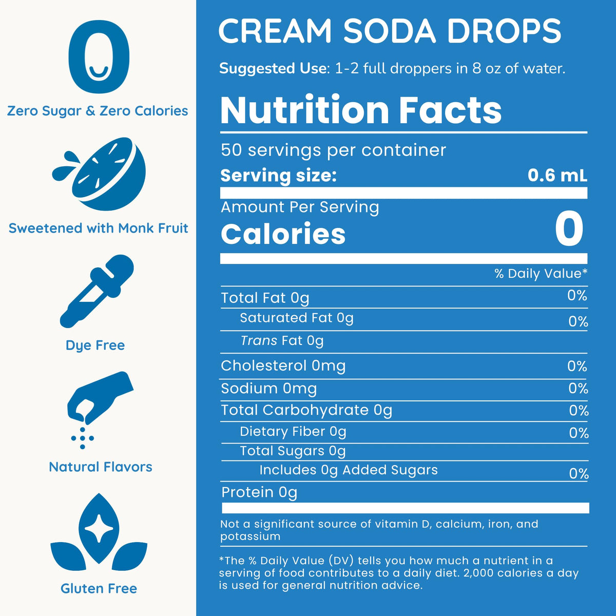 Allways Cream Soda Drops poured into water to create creamy hydration.