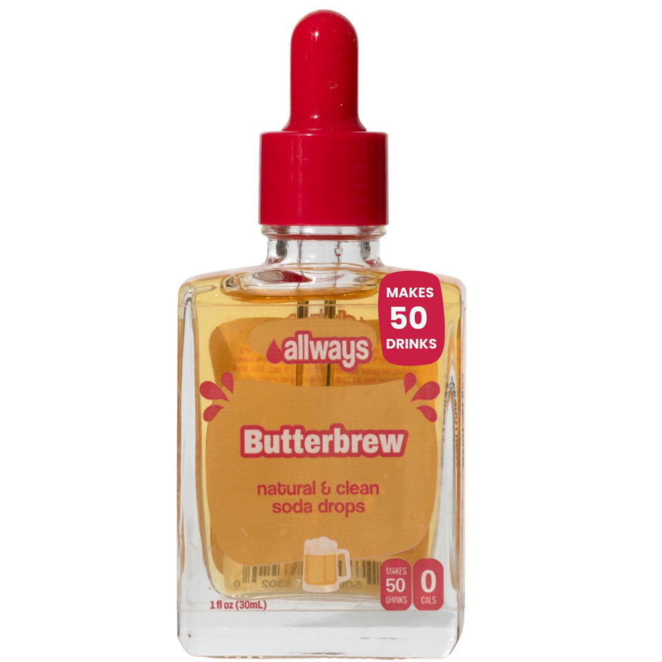 Allways Drops Butterbrew bottle front view for portable flavor on the go