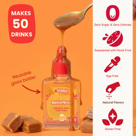 Butterbrew poured into water for creamy soda-style refreshment without sugar