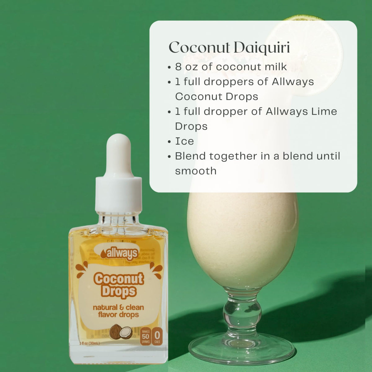 Allways Drops coconut water enhancer in use for flavoring.