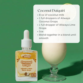 Allways Drops coconut water enhancer in use for flavoring.