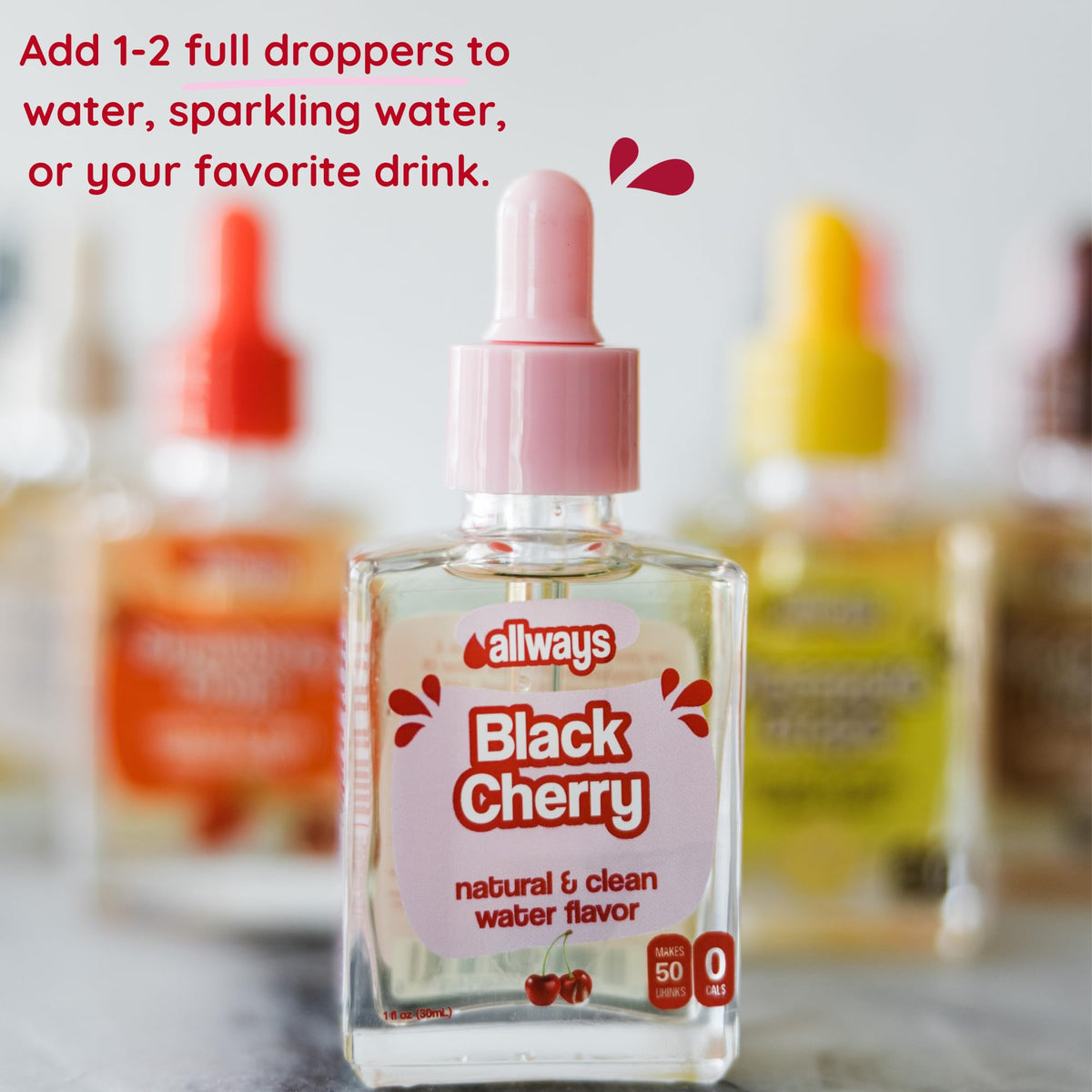 Allways Drops dropper dispense demonstrates easy, mess-free flavoring
