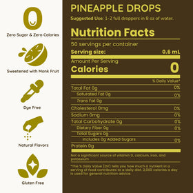 Allways Drops pineapple flavor drops close-up; zero calories, monk fruit sweetened.