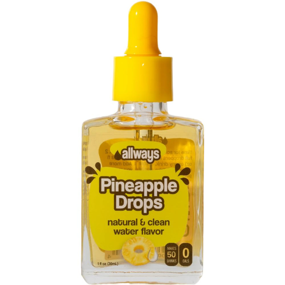 Allways Drops pineapple water enhancer bottle for sugar-free hydration on the go.