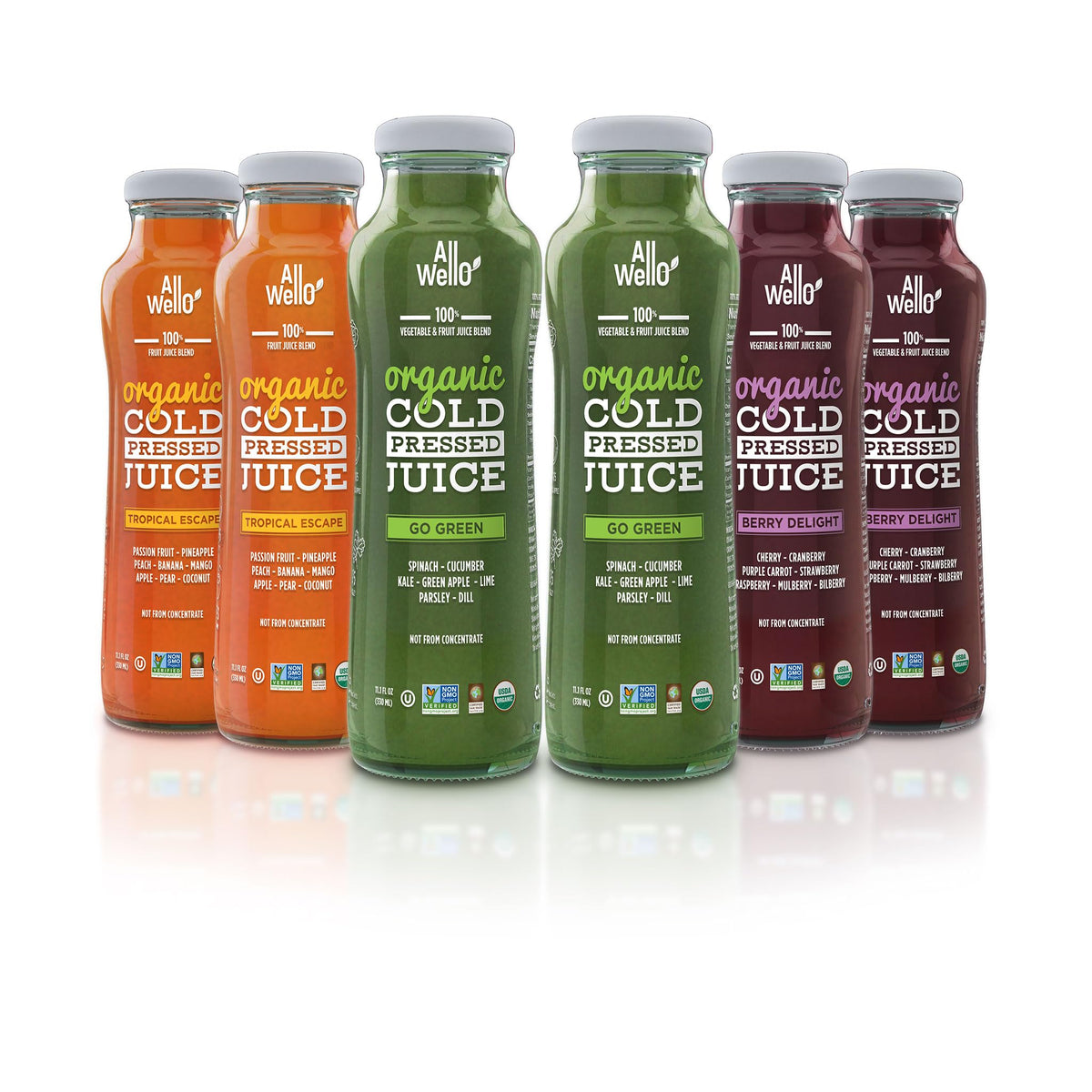 ALLWELLO Berry Delight bottle with real fruit, no added sugar.