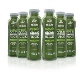 ALLWELLO go green bottle close-up highlights vivid color and real fruit nectar for on-the-go hydration.