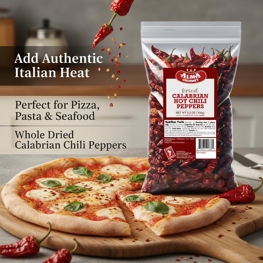Alma Gourmet Calabrian peppers infusion offers spicy olive oil base.