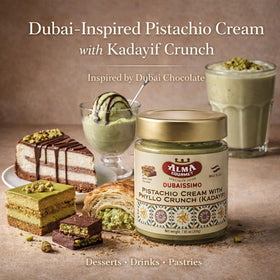 Alma Gourmet pistachio cream as a premium filling for cookies and cheesecakes.
