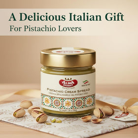 Italy imported Alma Gourmet jar highlighting authentic pistachio flavor