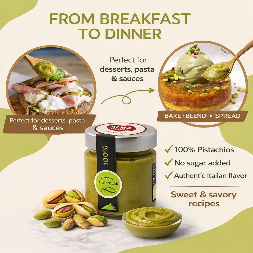 Alma Gourmet Pistachio Butter used as pistachio cream filling in pastries.
