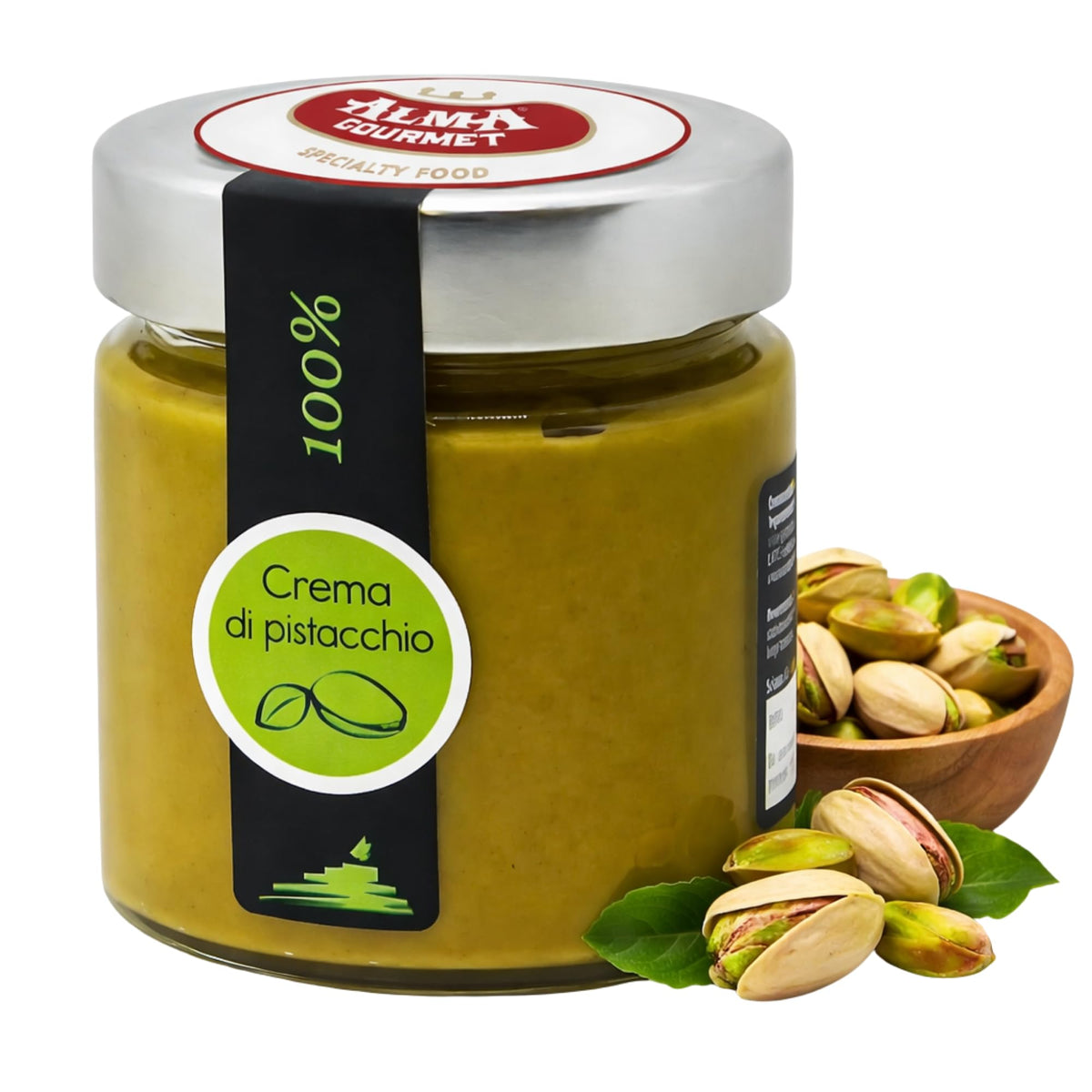 Alma Gourmet Pistachio Butter jar ready for baking and desserts.